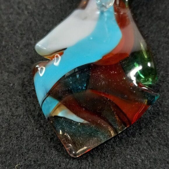 Vintage Multicolor Glass Notched Tear Drop pendant/ Four Strand beaded Necklace - Picture 2 of 7